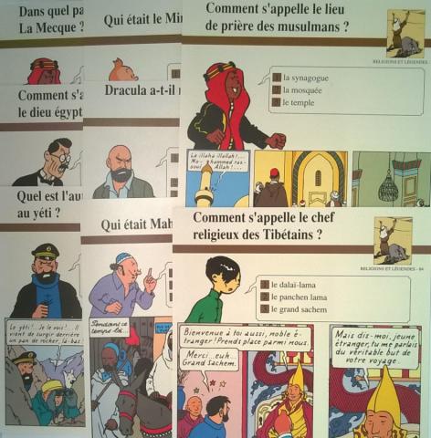 Bande Dessinée - Hergé (Tintinophilie) - Atlas -  - Atlas - fiches Tintin - Religions et légendes - 10/26/27/40/62/72/73/84 - 8 fiches (sur 90)