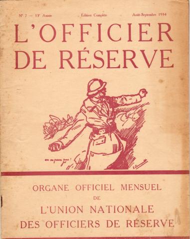 Varia (livres/magazines/divers) - Histoire -  - L'Officier de réserve n° 7 - août-septembre 1934