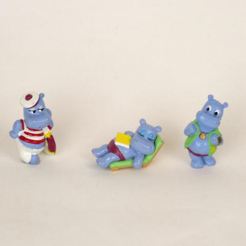 Kinder surprise Ferrero -  - Kinder - 1992 - Die Happy Hippos auf dem Traumschiff - 3 Ninco Neureich (1/2 sans chapeau de paille)/4 Freddy Flaute/6a Träumer Tommi