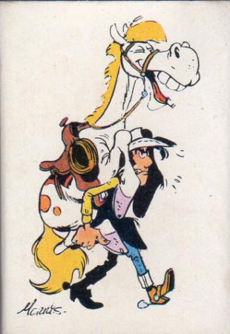 Bande Dessinée - Morris (Lucky Luke) - Publicité - MORRIS - Lucky Luke - Seita/Dargaud - boîte d'allumettes - Lucky Luke portant Jolly Jumper (57)