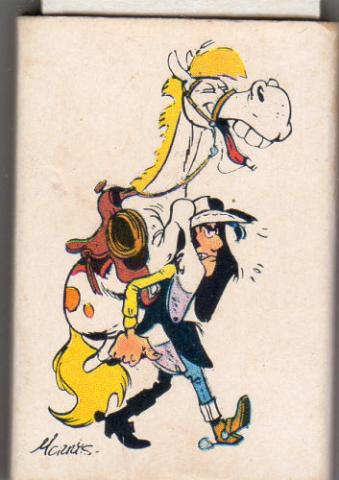 Bande Dessinée - Morris (Lucky Luke) - Publicité - MORRIS - Lucky Luke - Seita/Dargaud - boîte d'allumettes - Lucky Luke portant Jolly Jumper (57)
