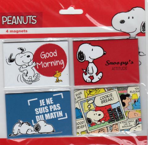 Bande Dessinée - PEANUTS - Charles M. SCHULZ - Peanuts - The Concept Factory - 4 magnets - Good Morning/Snoopy's Attitude/Je ne suis pas du matin/Cookie Break!