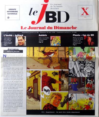 Bande Dessinée - Le JBD, le Journal de la bande dessinée n° 1 -  - Le JBD/Le Journal de la bande dessinée n° 1 - 22/03/1998 - Juillard/Astérix/Plantu - supplément au Journal du Dimanche