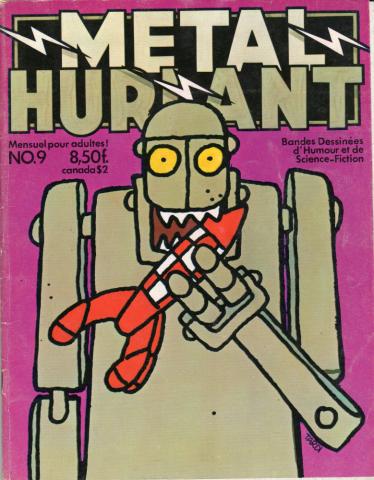 Bande Dessinée - MÉTAL HURLANT n° 9 -  - Métal Hurlant n° 9 - septembre 1976 - couverture Tardi - Robot dévorant la fusée de Tintin
