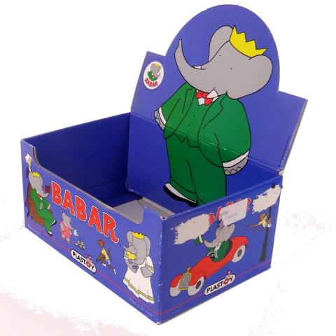 Bande Dessinée - BABAR - Jean de BRUNHOFF - Babar - Plastoy - boîte présentoir carton vide pour présentation de la collection de figurines