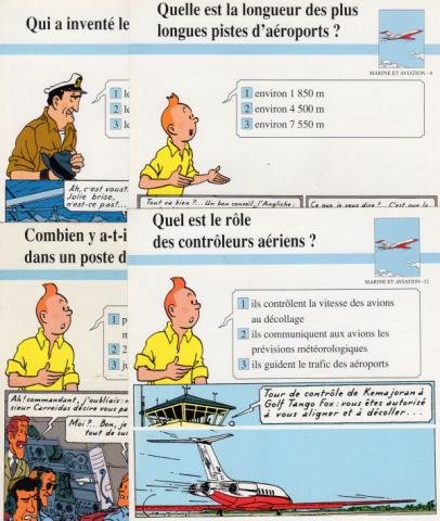 Bande Dessinée - Hergé (Tintinophilie) - Atlas -  - Atlas - fiches Tintin - Marine et Aviation - 4/8/12/51 - 4 fiches (sur 112)
