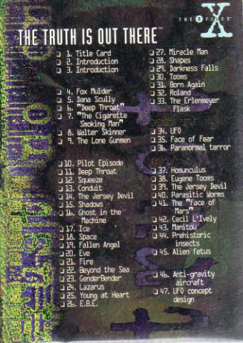 Science-Fiction/Fantastique - X-Files Trading cards -  - X-Files - Topps - Trading cards - The Truth is out there - 1995 - #72 - Cards List
