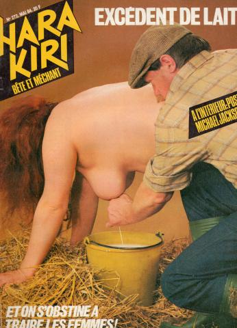Bande Dessinée - HARA-KIRI mensuel n° 272 -  - Hara-Kiri n° 272 - Excédent de lait : et on s'obstine à traire les femmes/À l'intérieur : poster Michael Jackson