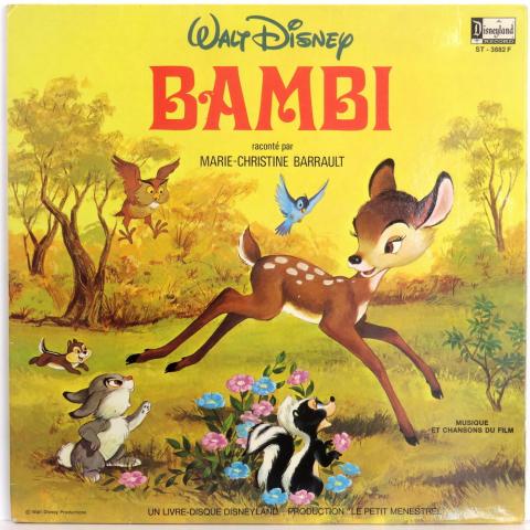 Bande Dessinée - Disney - Audio/Vidéo/Logiciels -  - Walt Disney - Bambi raconté par Marie-Christine Barrault - Disneyland ST-3882 F - Livre-disque - Vinyle 33 tours 30 cm