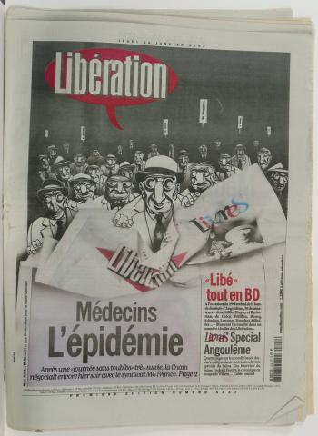 Bande Dessinée -  -  - Libération n° 6437 - 24/01/2002 - Libé tout en BD/Médecins : L'épidémie/Livres spécial Angoulême