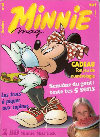Varia (livres/magazines/divers) - Minnie mag n° 28 -  - Minnie mag n° 28 - octobre 1997 - Semaine du goût : teste tes 5 sens/Les trucs à piquer aux copines/2 BD Minnie, Miss Tick