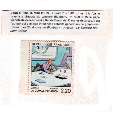 Bande Dessinée - Giraud-Moebius (Documents et Produits dérivés) - MOEBIUS - Moebius - La Poste - La Communication - timbre à 2,20 francs