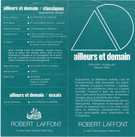Science-Fiction/Fantastique - ROBERT LAFFONT Ailleurs et Demain -  - Robert Laffont Ailleurs et Demain - petit catalogue 4 pages