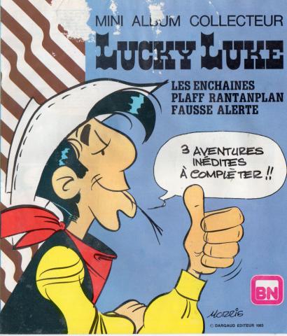 Bande Dessinée - Morris (Lucky Luke) - Publicité - MORRIS - Lucky Luke - BN - Mini album collecteur - Les Enchaînés/Plaf Rantanplan/Fausse alerte - 3 aventures inédites à compléter