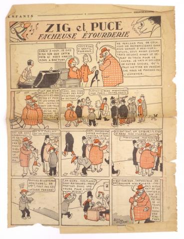 Bande Dessinée - ZIG ET PUCE -  - Zig et Puce - Fâcheuse étourderie - planche extraite de Dimanche-Illustré (1928)