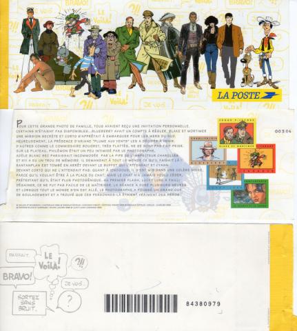  -  - La Poste - chéquier bande dessinée - couverture du chéquier illustrée de 16 personnages + descriptif