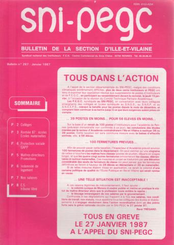 Politique, syndicalisme, société, médias -  - SNI-PEGC - Syndicat National des Instituteurs - Bulletin de la section d'Ille-et-Vilaine n° 267 et son supplément - mars 1987