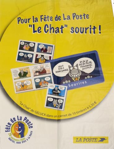 Bande Dessinée - LE CHAT - Philippe GELUCK - Le Chat - La Poste - 2005 - Pour la fête de La Poste Le Chat sourit ! - Affiche 60 x 80 cm