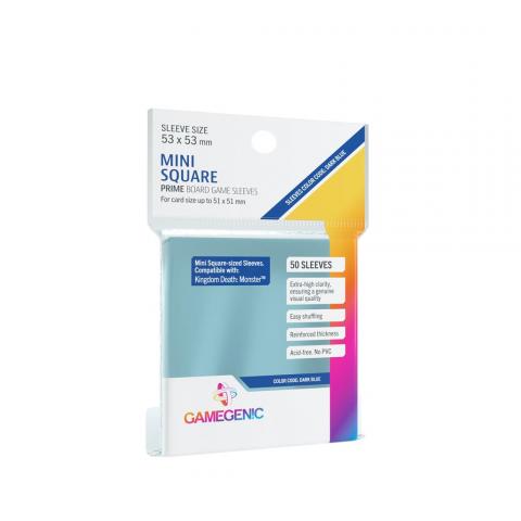 Gamegenic - Protège-cartes (Sleeves) - 53 x 53 mm Mini Square Prime Sleeves - Sachet de 50 (Bleu Foncé)
