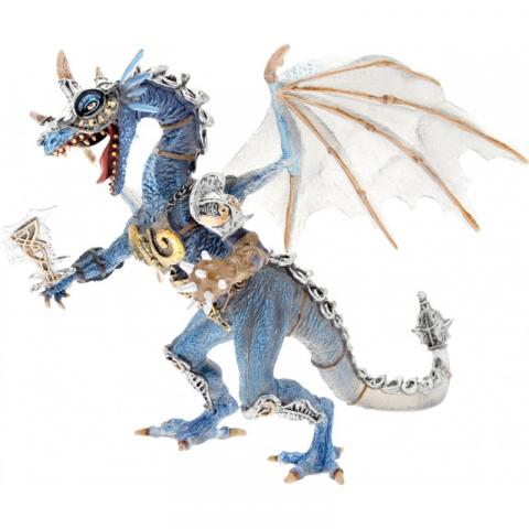 Figurines Plastoy - Dragons N° 60250 - Dragon en armure gris translucide et bleu