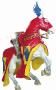 Figurines Plastoy - Chevaliers N° 62039 - Cheval cabré, robe rouge et jaune
