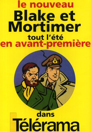 BLAKE ET MORTIMER - Edgar P. JACOBS - Blake et Mortimer - Télérama - Le Nouveau Blake et Mortimer dans Télérama - affichette de presse - 30 x 22,5 cm