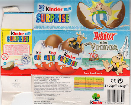 Uderzo (Asterix) - Kinder - Albert UDERZO - Astérix - Kinder 2007 - Astérix et les Vikings - boîte d'emballage tripack