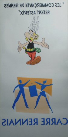 Uderzo (Asterix) - Immagini - Albert UDERZO - Astérix à Rennes - Les Commerçants de Rennes fêtent Astérix - Vitrophanie 43 x 22 cm