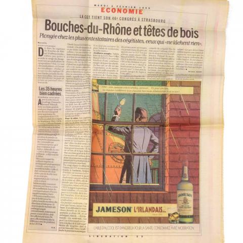 Ted Benoit - Ted BENOIT - Ted Benoit - Jameson - Jameson l'Irlandais - dessin publicitaire in Libération 02/02/1999