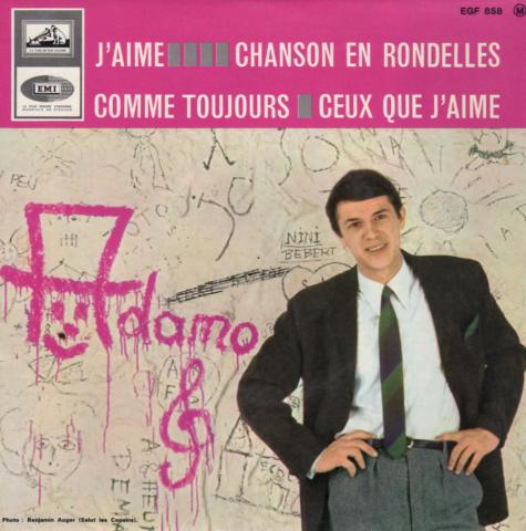 Audio/video - Pop, Rock, Jazz -  - Adamo - J'aime/Chanson en rondelles/Comme toujours/Ceux que j'aime - Disque 45 tours EP Pathé Marconi EGF 858