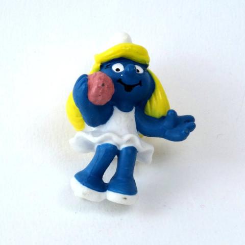 Peyo (Puffi) - Figurini - PEYO - Schtroumpfs - Schleich - Schtroumpfette pompon rose assise - figurine