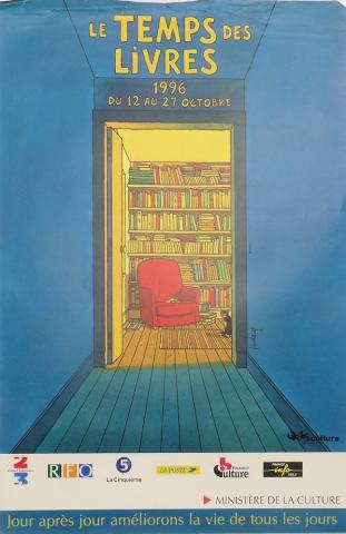 Juillard - André JUILLARD - Juillard - Le Temps des livres 1996 - affiche 40 x 60 cm