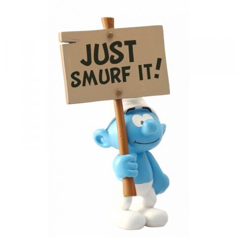 Collectoys (resina) - Collectoys - Puffi N° 179 - Smurf with a sign collectible figure: JUST SMURF IT! - resina