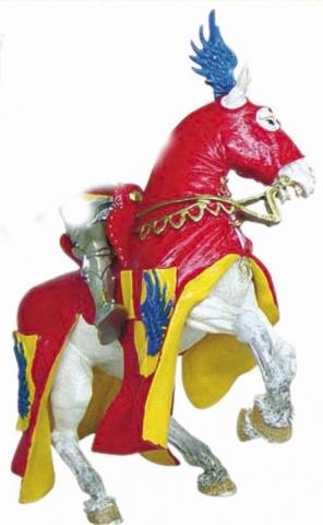 Figurine Plastoy - Cavalieri N° 62039 - Cheval robe noire et or, lion noir