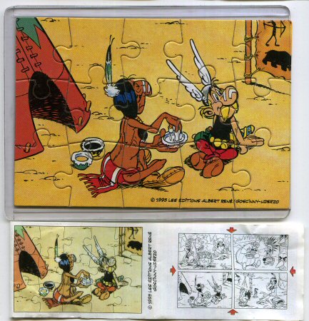 Uderzo (Astérix) - Kinder - Albert UDERZO - Astérix - Kinder 1997 (chez les Indiens) - Puzzle 3 - Astérix + BPZ