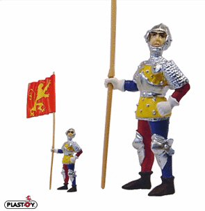 Beeldjes Plastoy - Ridders N° 62011 - Chevalier porte-drapeau Lion