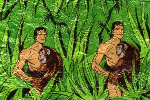 Tarzan, E.R. Burroughs - Edgar Rice BURROUGHS - Tarzan - Schwind 1997 oeufs surprise - papier métallisé décoré