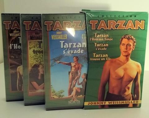 Tarzan, E.R. Burroughs -  - Tarzan l'homme singe/Tarzan s'évade/Tarzan trouve un fils - coffret 3 cassettes VHS Secam VF (French version) - Turner 3636155
