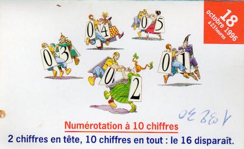 Giraud-Moebius - MOEBIUS - Moebius - France Telecom - numérotation à 10 chiffres - petite carte récapitulative