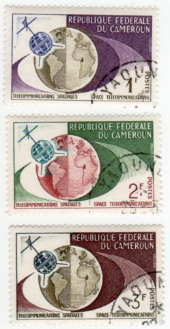 Ruimtevaart, astronomie, futurologie -  - Philatélie - Cameroun - 1963 - The 1st Trans-Atlantic Television Satellite Link - 1F/2 F/3 F