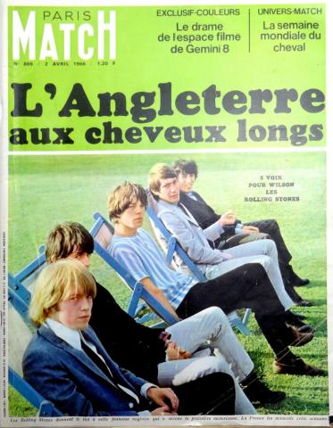 Música - Documentos -  - Paris Match n° 886 - 02/04/1966 - L'Angleterre aux cheveux longs/5 voix pour Wilson les Rolling Stones/Le drame de l'espace filmé de Gemini 8/La semaine mondiale du cheval