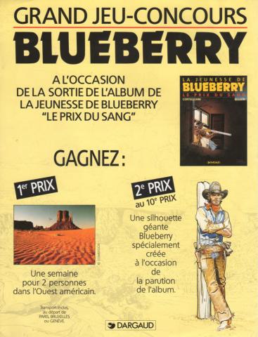 Giraud-Moebius - Jean GIRAUD - Grand jeu-concours Blueberry à l'occasion de la sortie de l'album de la Jeunesse de Blueberry Le Prix du sang - 4 pages