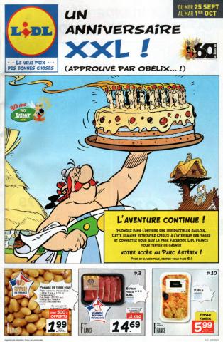 Uderzo (Astérix) - publicité - Albert UDERZO - Astérix - Lidl - 25/09/2019-01/10/2019 - Un anniversaire XXL (approuvé par Obélix... !) - Du 25 septembre au 1er octobre - Brochure publicitaire