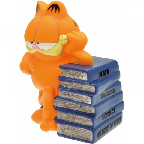 Beeldjes Plastoy - Garfield N° 80050 - Spaarpot Garfiel met een stapel boeken